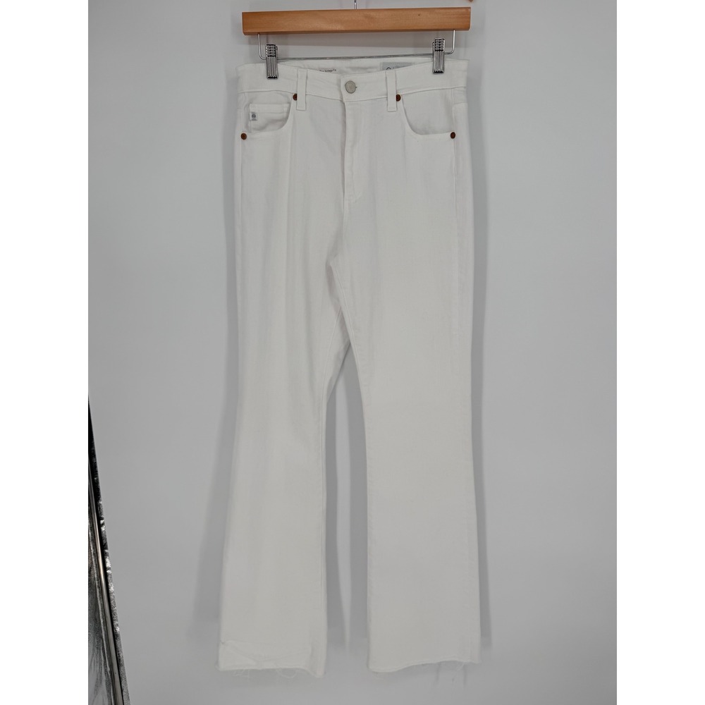 AG Adriano Goldschmied Alexxis Boot High Rise Vintage Fit White Jeans‎ Raw Hem